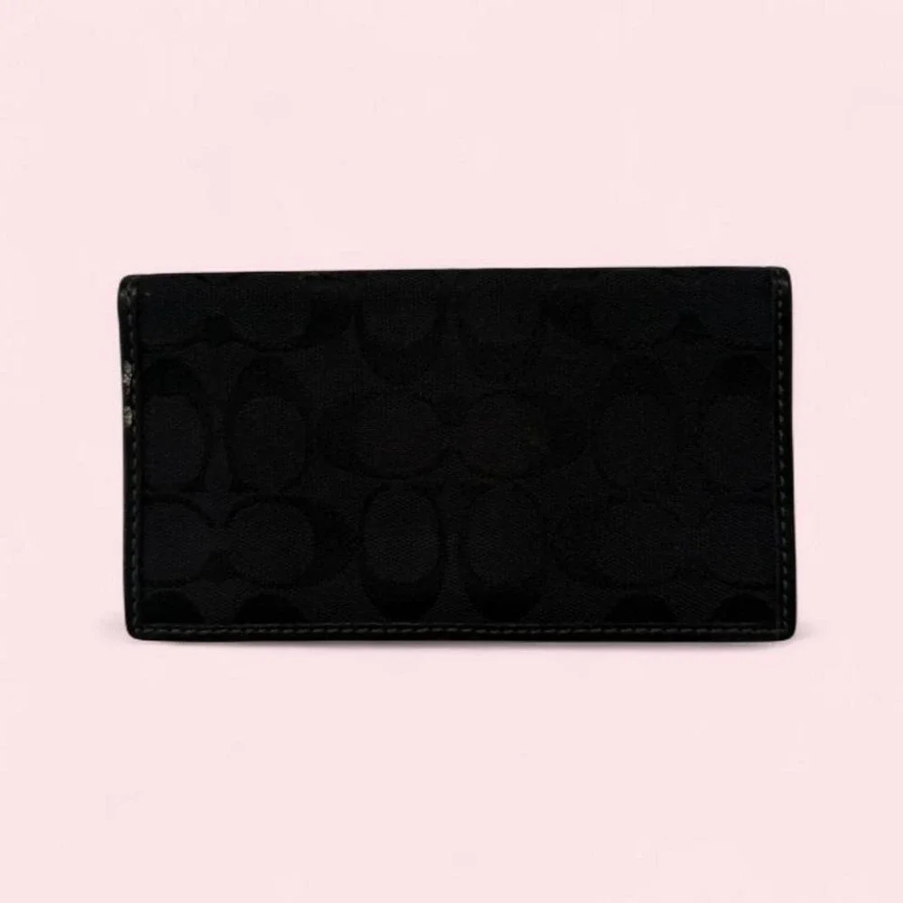 Y2K Coach Black Signature Canvas Checkbook Wallet